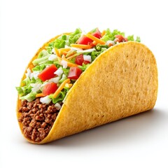 Delicious taco filled with meat, lettuce and tomatoes