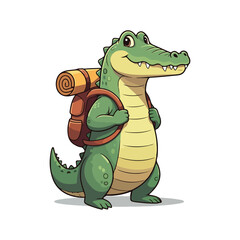 Cute Crocodile Waving Hand Cartoon Vector Icon Illustration. Animal Nature Icon Concept Isolated