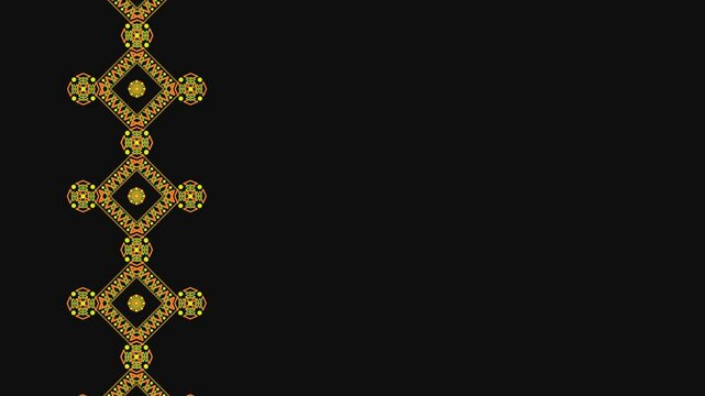 Ukrainian pattern. Ukrainian embroidery. Dark background and yellow pattern