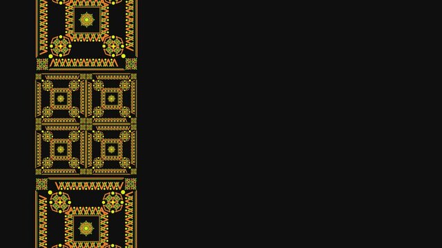 Ukrainian pattern. Ukrainian embroidery. Dark background and yellow pattern