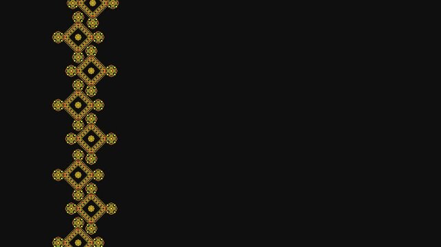 Ukrainian pattern. Ukrainian embroidery. Dark background and yellow pattern