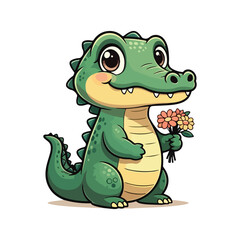 Cute Crocodile Waving Hand Cartoon Vector Icon Illustration. Animal Nature Icon Concept Isolated