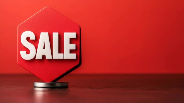 Special Offer: A bold "SALE" sign, a vivid declaration of savings, rests against a vibrant red backdrop, drawing attention and inciting excitement.