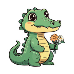 Cute Crocodile Waving Hand Cartoon Vector Icon Illustration. Animal Nature Icon Concept Isolated