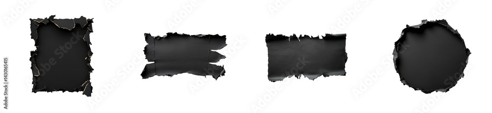 Canvas Prints black torn paper shapes with transparent background for design