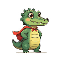 Cute Crocodile Waving Hand Cartoon Vector Icon Illustration. Animal Nature Icon Concept Isolated