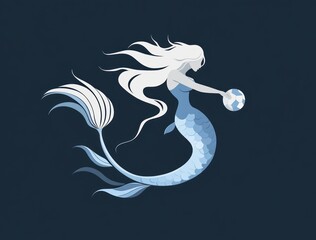 Mermaid Holding Orb, Fantasy Art, Graphic Design