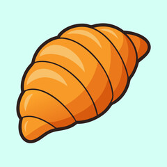 Cartoon Croissant on a Pale Blue Background, Perfect for Breakfast