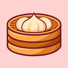 Delicious steamed dumplings served in a traditional bamboo steamer basket art