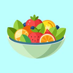 Fresh and Colorful Fruit Salad Bowl Filled with Summer Goodness