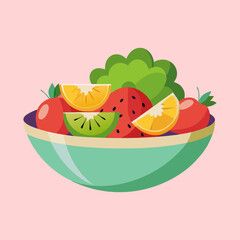 A colorful bowl of delicious mixed fruit and lettuce for health