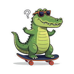 Obraz premium Cute Crocodile Waving Hand Cartoon Vector Icon Illustration. Animal Nature Icon Concept Isolated