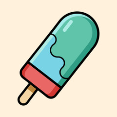 Cartoon Ice Cream Pop with Two Flavors and Bold Outlines isolated