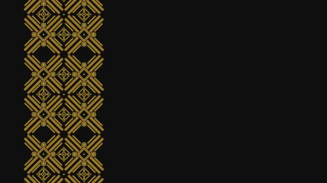 Ukrainian pattern. Ukrainian embroidery. Dark background and yellow pattern