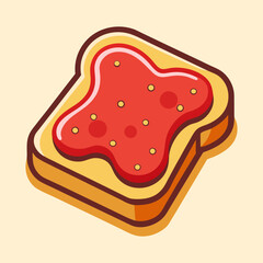 Isometric Toast with Jam Illustration on a Beige Background Simple Sweet Food