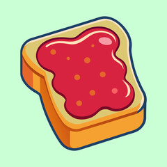 Isometric toast with jelly graphic illustration on a light green background