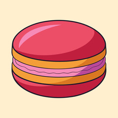 Delicious Cartoon Macaron with Vibrant Colors and Creamy Filling on Light Background