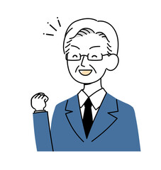 シニア世代のビジネスマン　ガッツポーズ　イラスト素材