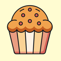 Cartoon illustration of a delicious looking frosted cupcake with red sprinkles