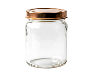 Empty Glass Jar with Copper Lid on Transparent Background, PNG