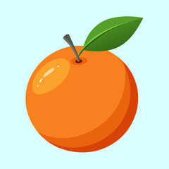 Vibrant vector illustration of a juicy orange with a single green leaf