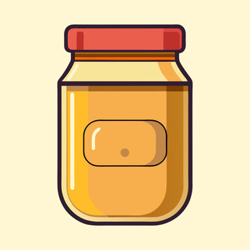 recommend clip art: Illustration of a glass jar of honey or marmalade with red lid