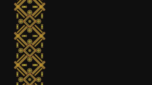 Ukrainian pattern. Ukrainian embroidery. Dark background and yellow pattern