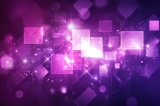 Fototapeta Purple abstract background with bokeh, squares and bright lights. Great for technology, new age, or futuristic graphic designs.