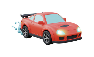 Fototapeta premium 鮮やか赤スポーツカー 疾走感 3D表現
