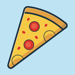 A delightful slice of pepperoni pizza served on a light blue background