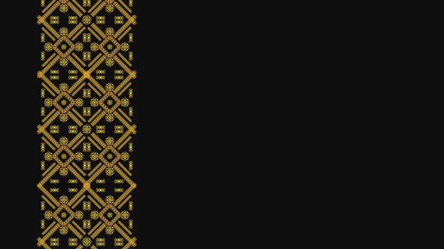 Ukrainian pattern. Ukrainian embroidery. Dark background and yellow pattern