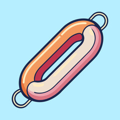 Stylized oblong shaped link with orange and pink tones on blue background