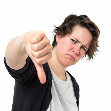 Person shaking head in disapproval isolated on a transparent background