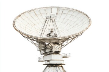 Satellite dish antenna closeup view on white background