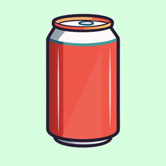Cartoon styled red soda can with a ring pull, isolated illustration
