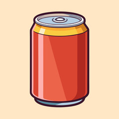 Illustration of a Colorful Soda Can, Red, Yellow and Blue Tones