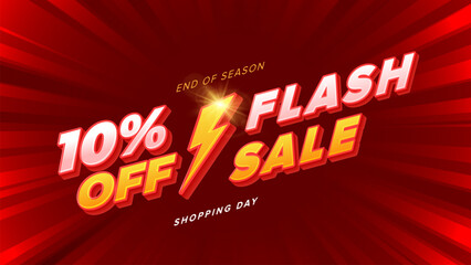 Flash Sale Shopping Banner with Flash icon and 3D text on lighting background. Flash Sales template design for website and social media. Flash Sale promotion.
