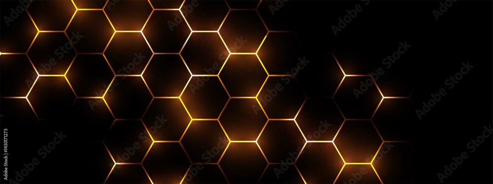 Poster hexagonal gaming honeycomb abstract background. hexagon technology futuristic dark vector abstract b