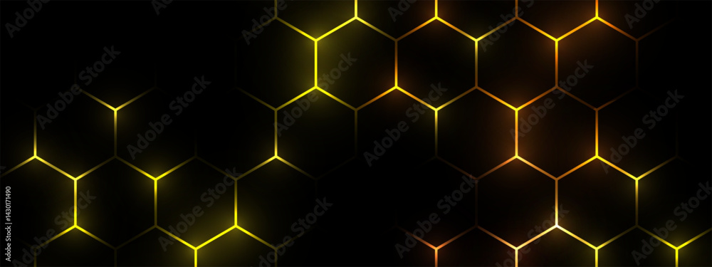 Poster hexagonal gaming honeycomb abstract background. hexagon technology futuristic dark vector abstract b