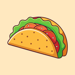 Delicious looking taco with lettuce and tomato on a light background
