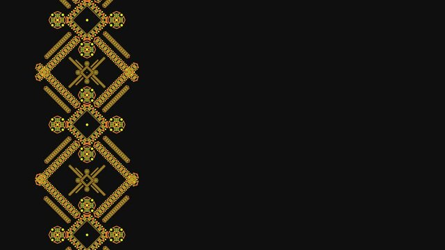 Ukrainian pattern. Ukrainian embroidery. Dark background and yellow pattern