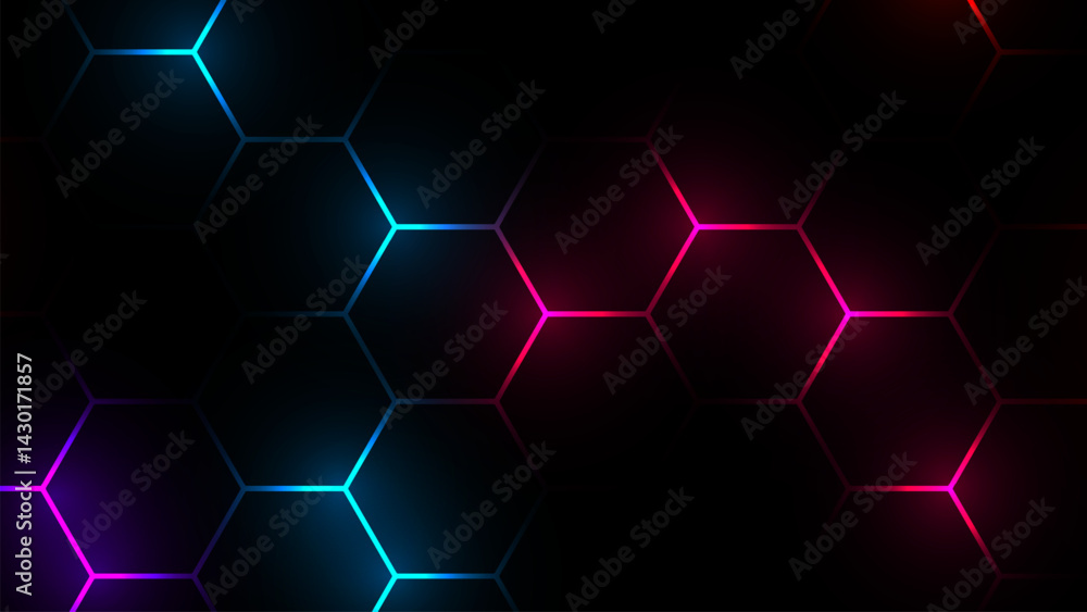 Poster hexagonal gaming honeycomb abstract background. hexagon technology futuristic dark vector abstract b