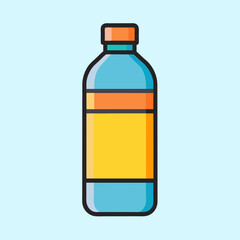 Colorful cartoon illustration of a modern water bottle with yellow label