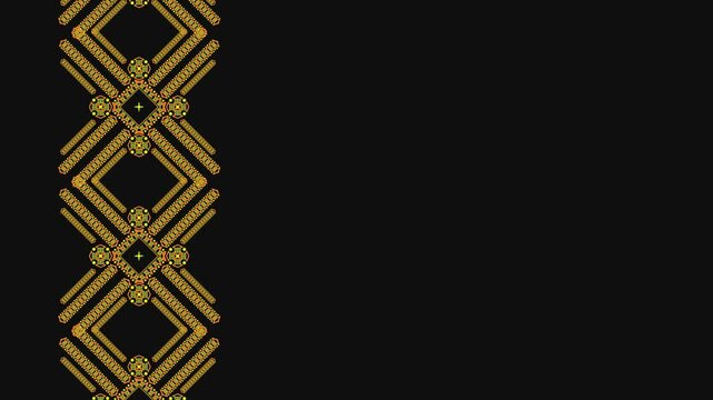 Ukrainian pattern. Ukrainian embroidery. Dark background and yellow pattern
