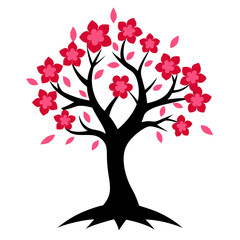 Fototapeta premium Cherry Blossom Tree silhouette icon on white background