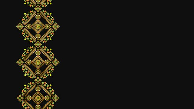 Ukrainian pattern. Ukrainian embroidery. Dark background and yellow pattern
