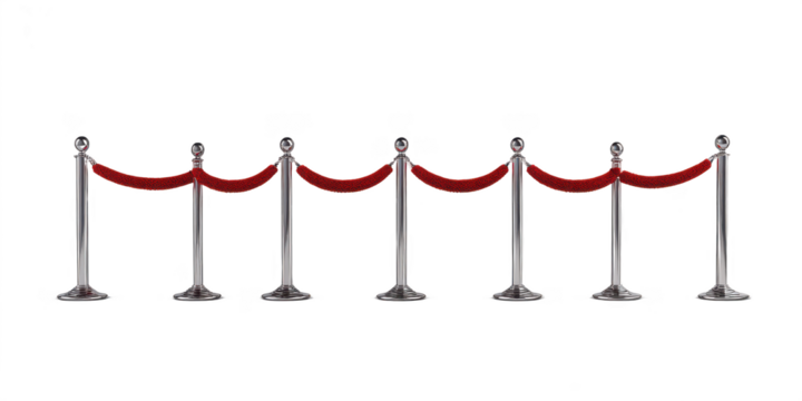 Set of stanchions with red velvet ropes png velvet rope barrier png stanchion posts png crowd control png queue barrier png event stanchion png venue divider png transparent background image