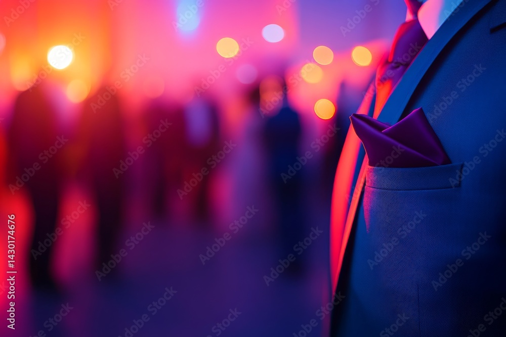 Poster a sophisticated mannequin adorned in a tailored suit stands prominently in a minimalistic showroom, 