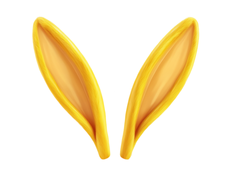 Fluffy Yellow Bunny Ears on Transparent Background, PNG - Powered by Adobe