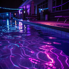 swimming pool at night